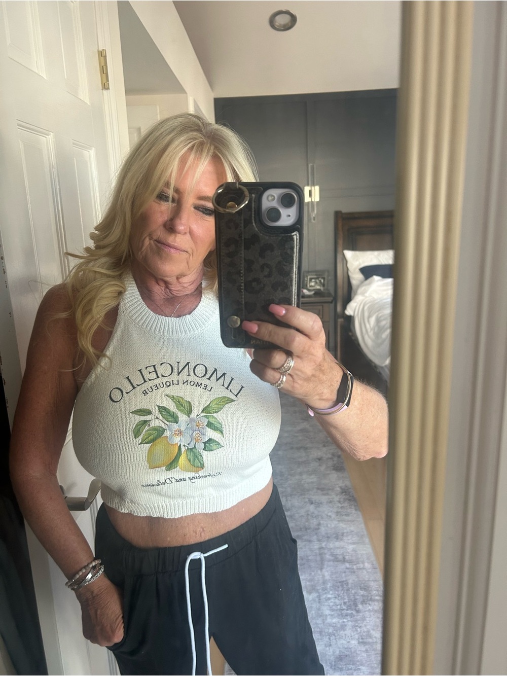 Limoncello White Cropped Knit Tank Top